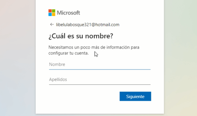Ingresar nombre y apellido