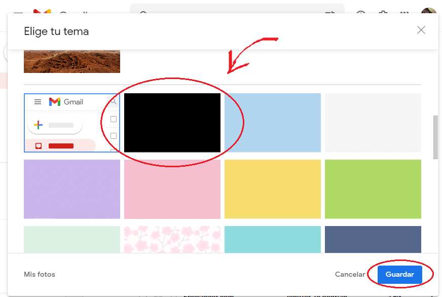 como activar modo oscuro en la web de Gmail_paso3