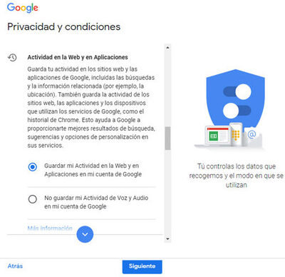 crear correo electronico_privacidad y condiciones